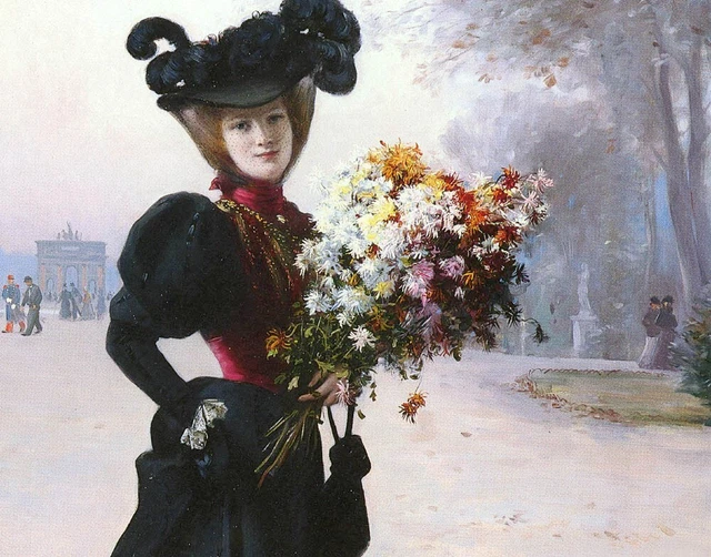Dream-art Oil painting Launay_Fernand_de_LA_FEMME_AU_FLEURS_JARDIN_DU_TUILERIES