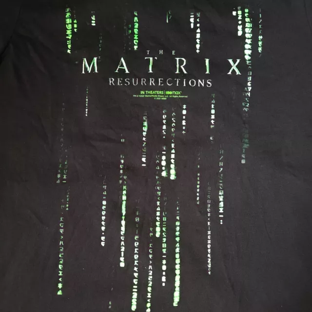 The Matrix 4 Resurrections 2021 Men's L Official Promo Black Graphic T-Shirt Tee