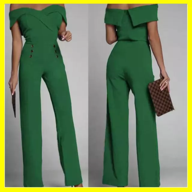 TUTA INTERA DONNA elegante jumpsuit verde nera rossa abito vestito