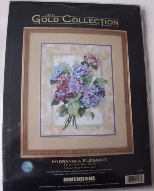 Dimensions Gold Collection Hydrangea Elegance Crewel Work Kit Unused