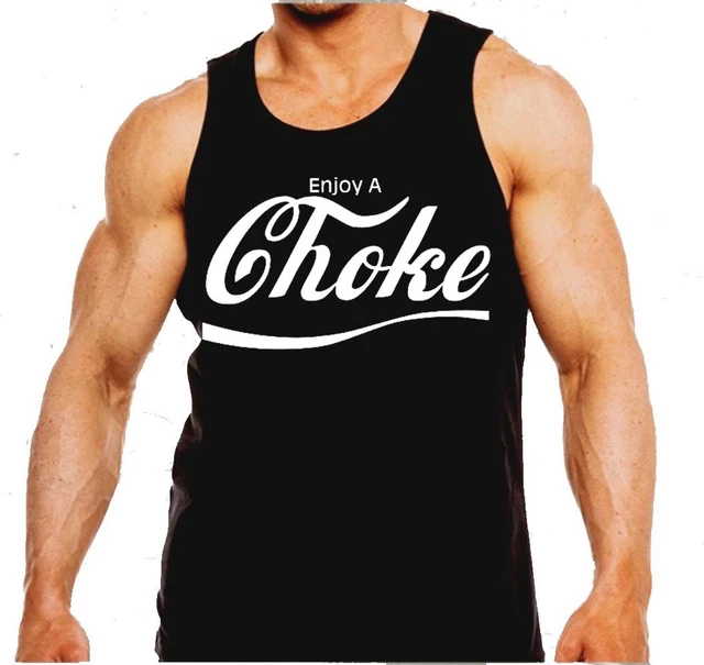 Men's Enjoy A Choke MMA Black Gym Muscle Tank Top BJJ Jiu Jitsu fighting boxing