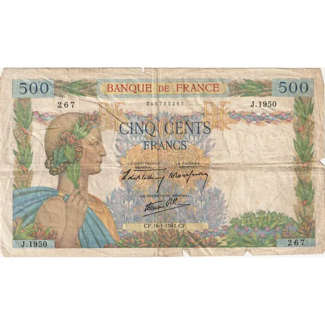 [#635429] France, 500 Francs, La Paix, 1941, J.1950, VF(20-25), Fayette:32.13, K