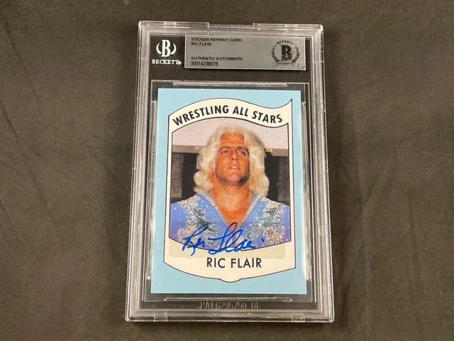 Ric Flair 1982 Wrestling All-Stars #27 Reprint Beckett Authentic Sticker Auto