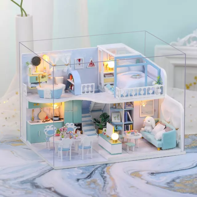 Kit de maison de poupée miniature à faire soi-même, petite maison avec  meubles, kit de maison miniature échelle 1:24, excellent cadeau artisanal  fait à la main pour anniversaire, fête des mères, librairie