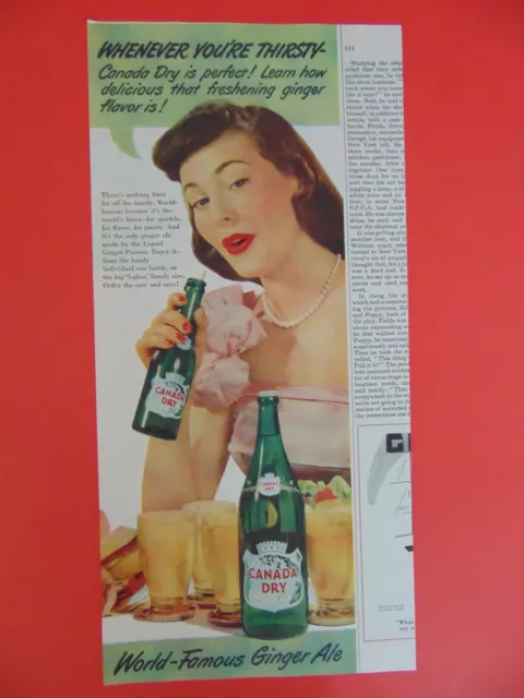 1949 CANADA DRY World-Famous Ginger Ale art print ad