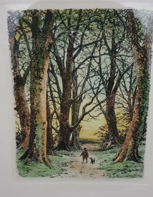 Fred Slocombe Hand Coloured ETCHING 2, Mounted and Framed