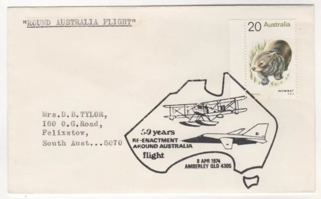 1974 Apr 8th. Flight Cover. Amberley to Amberley round Australia. AAMC 1775.