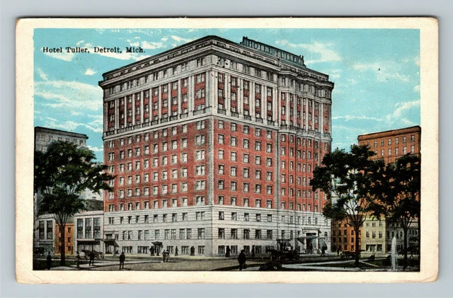 Detroit MI, Hotel Tuller Street View, Michigan c1924 Vintage Postcard
