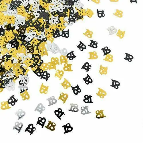 Party Table Confetti Decorations Black Gold Silver Birthday All Age Sprinkles