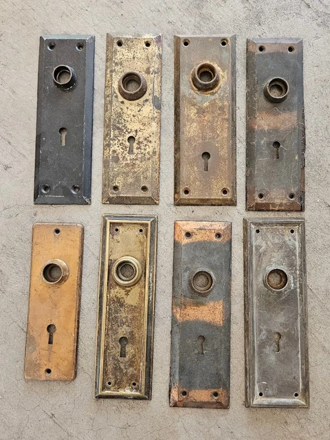 Lot of 8 Antique Door Knob Back Plate Victorian Repurpose Salvage Restore Plates