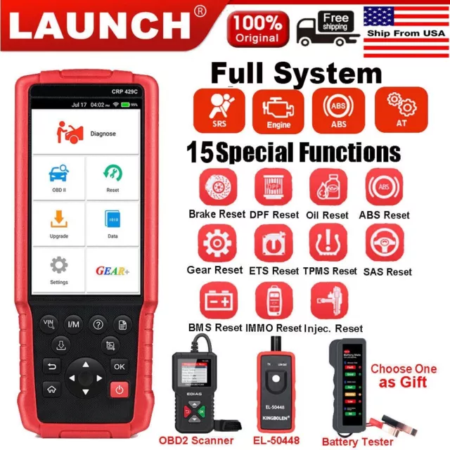 LAUNCH X431 CRP429C OBD2 Scanner ABS SRS OBDII Code Reader Car Diagnostic Tool