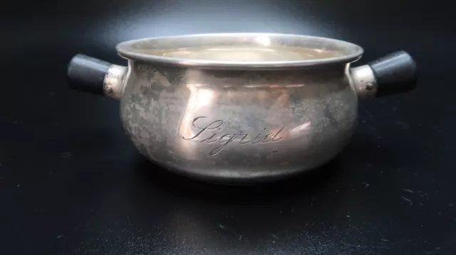 Antique Sterling Silver Denmark Two Handle Tastevin Wine Cup  Sigrid