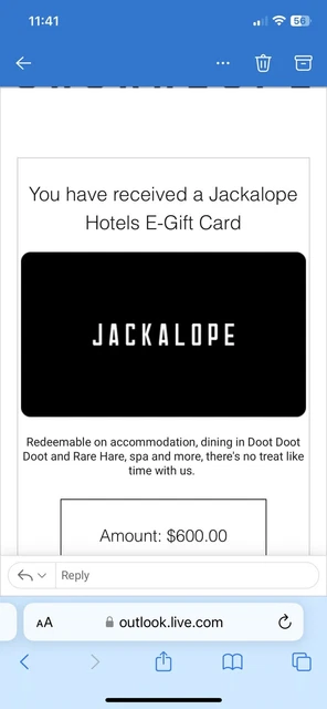 Jackalope Hotels Merricks North Vic E Gift Card $600, Digital Only Jackalope Hotels Merricks North Vic E Gift Card $600, Digital Only