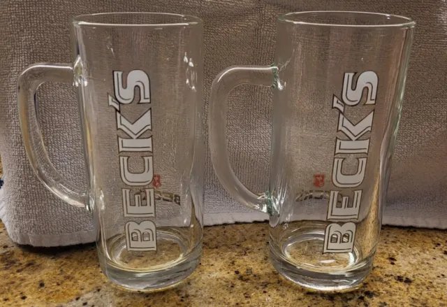2 Tall Beck's Glass German Beer Mugs