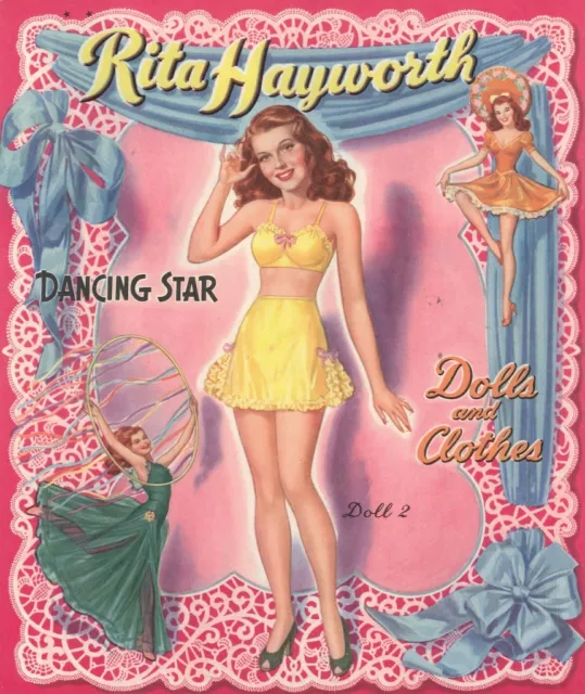 Vintage Uncut 1942 Rita Hayworth Paper Dolls Hd~Laser Org Sz Reproduction~Lo P