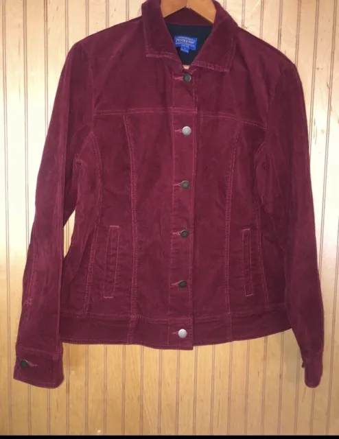 Pendleton Burgundy Corduroy Stretch Button Front Jacket Women’s Large