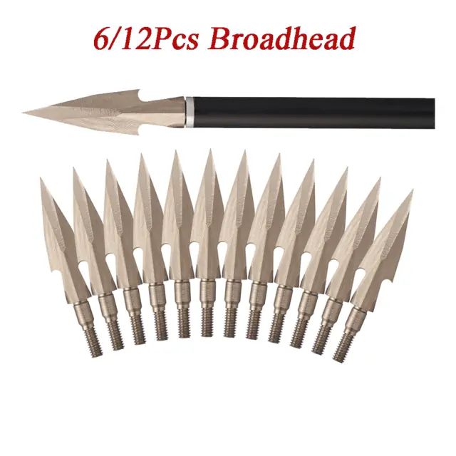 6/12X Archery Broadhead Arrowhead 175Grain Compound Recurve Bow Hunting Target