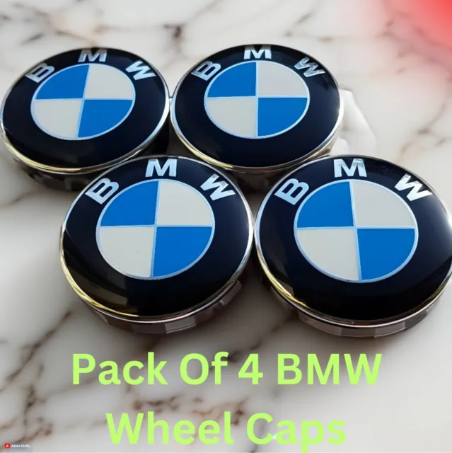 Set of 4 For BMW ALLOY WHEEL HUB CAPS 68mm E30,E36,E46,E92 1,3,5,6,7,X5 X6 M3 Z4