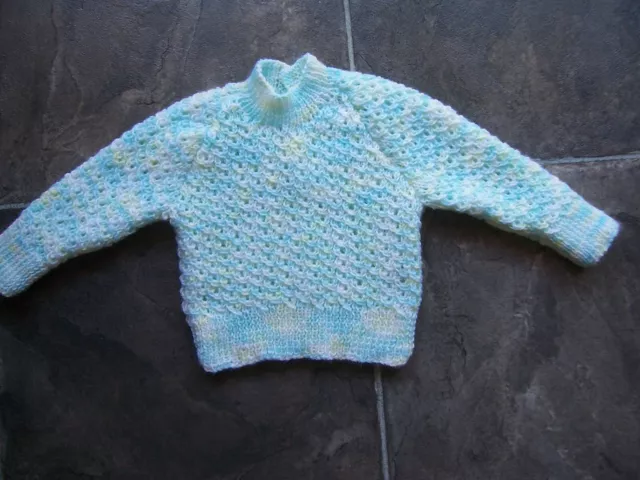 BN Baby's Hand Knitted Blue, Yellow & White Jumper Size 000