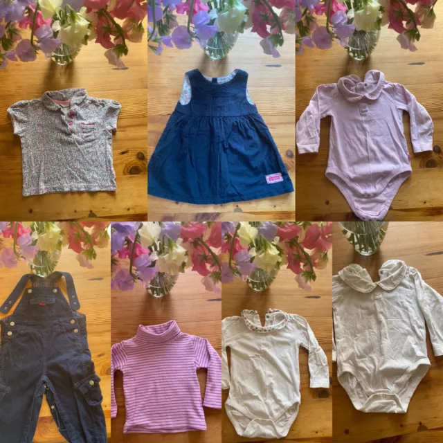 JoJo Maman Bébé 12-18 months girls bundle peter pan collar tops dress dungarees