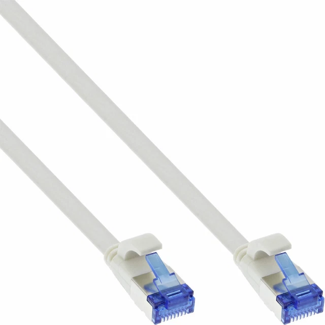 3x InLine® Patchkabel flach, U/FTP, Cat.8.1, TPE halogenfrei, weiß, 0,25m