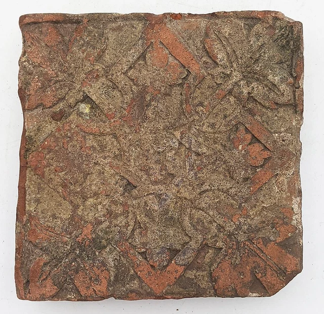 MEDIEVAL ENCAUSTIC FLOOR Tile Scrolling Leaf 13Th / 14Th Century Bolton ...