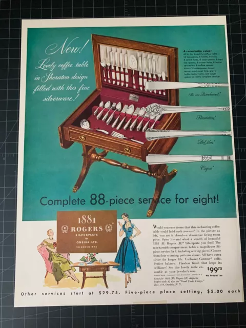 Vintage 1950 1881 Rogers Silverplate Print Ad