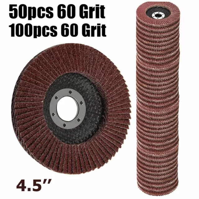 100x FLAP GRINDING SANDING DISCS 115mm 4.5" 40 60 80 120 GRIT ANGLE WHEEL