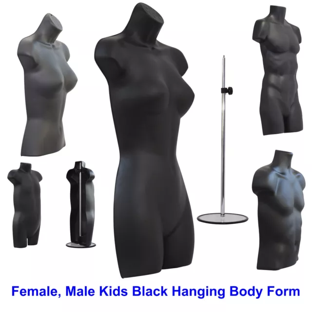 Body Form Female Male Child Kids Black Hanging Torso Plastic Mannequin🔥