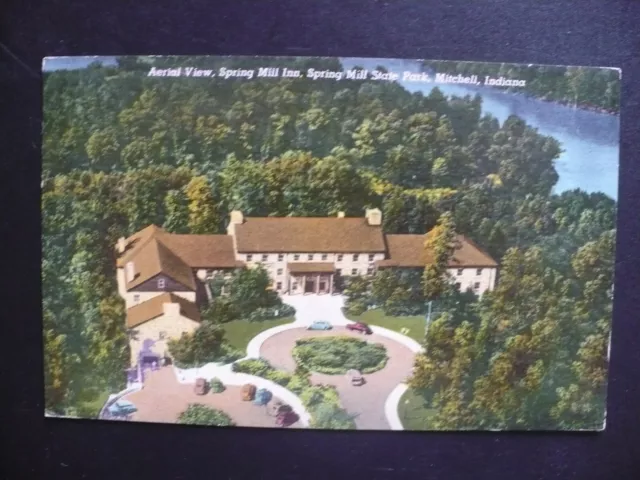 1950s Aerial View Spring Mill Inn, Spring Mill State Park, Mitchell IN