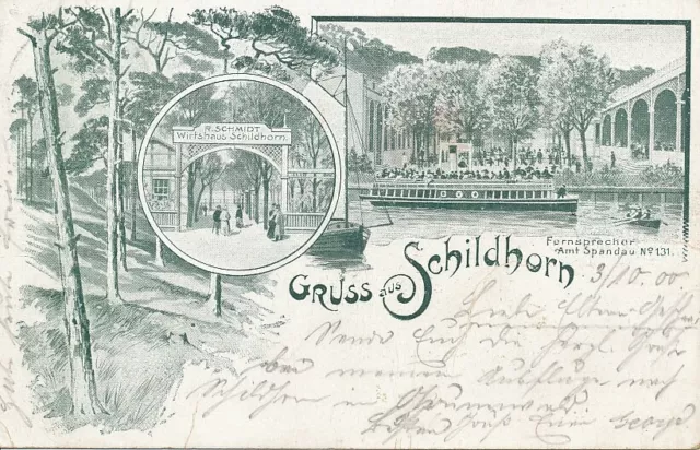 Berlin-Spandau Litho Gasthaus Schildhorn gl1900 117.032