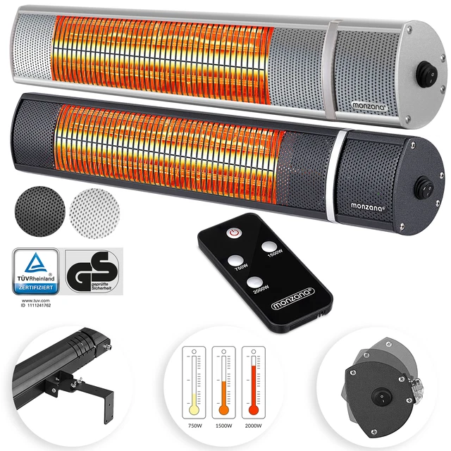 Monzana Heizstrahler Wärmestrahler Infrarotstrahler 2000W Terrassenstrahler