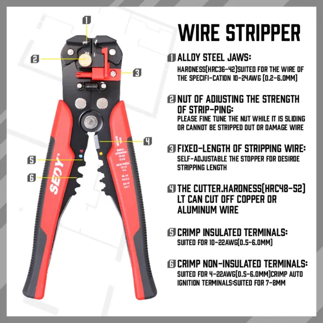 Self-Adjustable Automatic Cable Wire Crimper Crimping Tool Stripper Plier Cutter 2