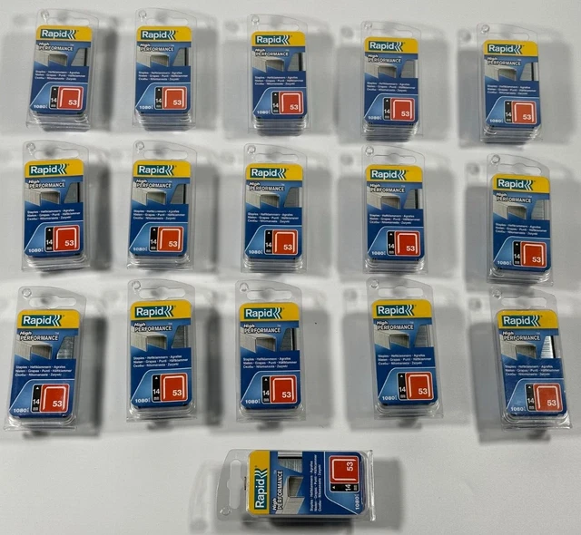 Rapid 53/14B 14 mm verzinkte Heftklammern, 16x Packungen mit 1080 Heftklammern