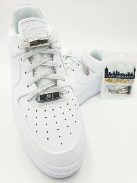 Parlament G White Shoelaces Elastic No Tie Magnetic Lock Trainer Sneaker Laces  