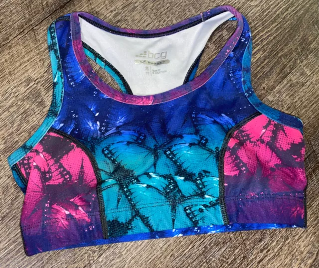 Girls Sz 7 Small Pink Purple Blue Green Butterfly Guc Gymnastics Dance Top