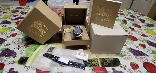 BURBERRY  The City Sport Chronograph Black Check Stamped Dial Navy Rubber