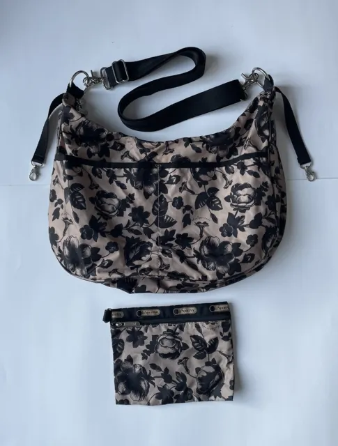 LeSportsac Hobo Diaper Bag Baby Tote With Pouch Floral Print. GREAT CONDITION!