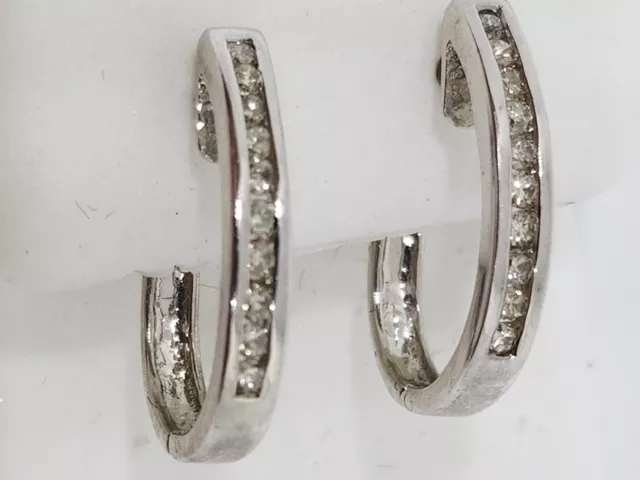 14k White Gold Diamond Huggie Earrings Oval Shape .50 Carat G Color VS Clarity