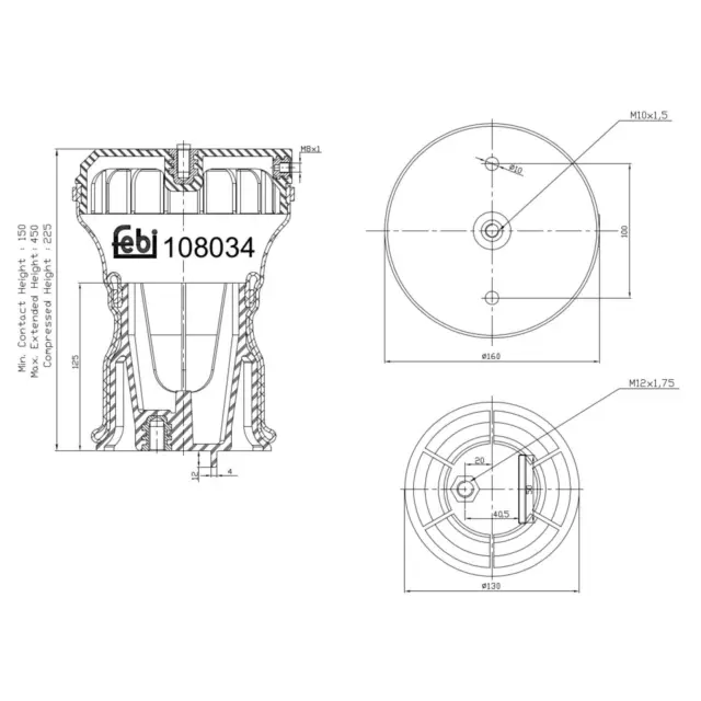 FEBI BILSTEIN Federbalg, Luftfederung Hinten 108034