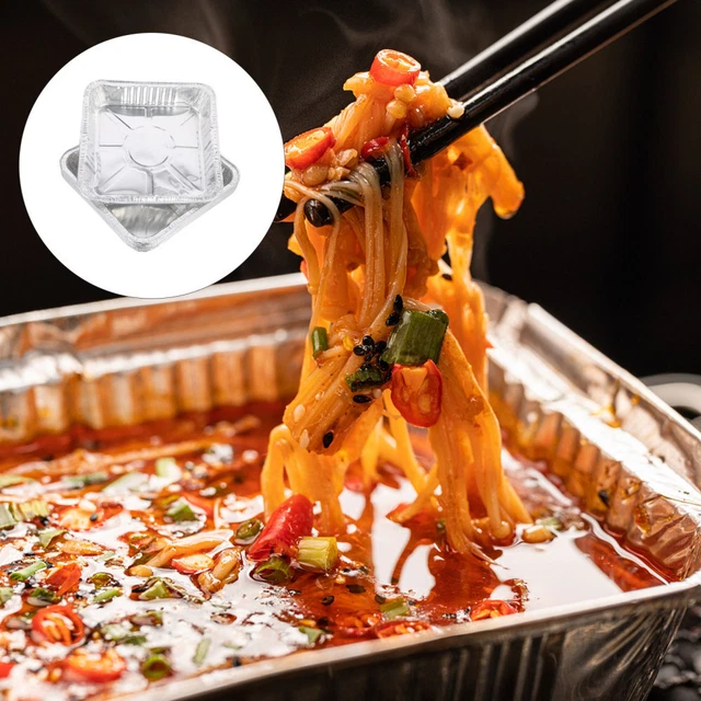 10 pz scatola teglia da forno pellicola in alluminio padelle in pellicola con coperchio ciotole per griglia argento