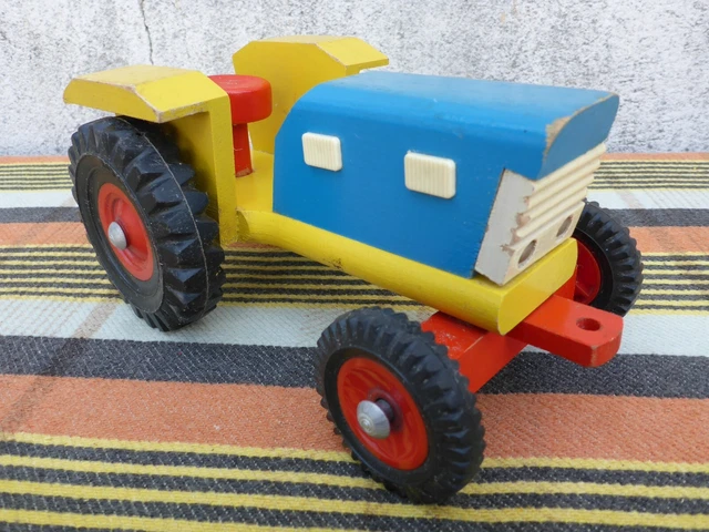 Jouet en Bois Ancien Jouet Bois DDR Tracteur Bulldog