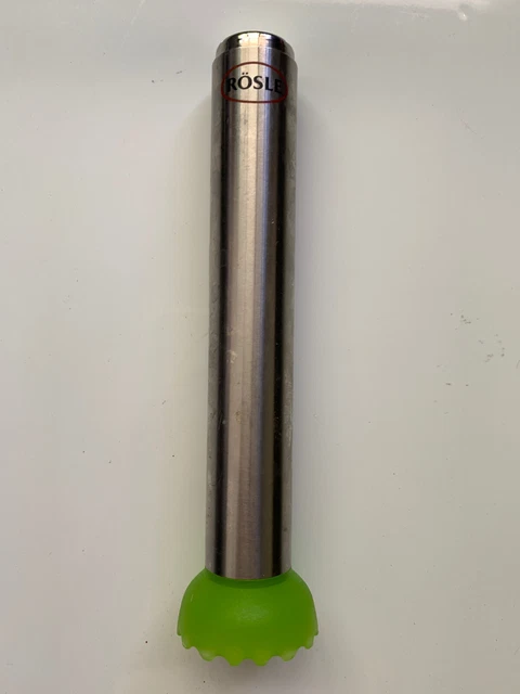ROSLE 6.7" Stainless Steel Fruit Muddler Bar Drink Mixer Tool Silver/Green