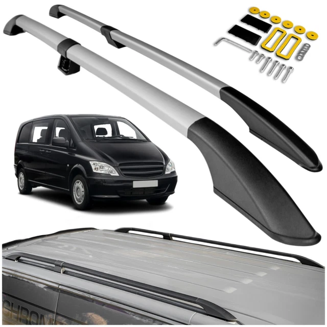 Compatible con Mercedes Vito (W447) 2014 – 2023 Baca modelo básico portaequipajes 4 barras, color gris Compatible con Mercedes Vito (W447) 2014 – 2023 Baca modelo básico portaequipajes 4 barras, color gris