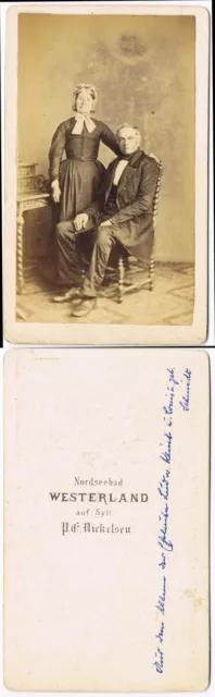 Foto Sylt Mann und Frau Insel Sylt Kabinettfoto CDV 1883 Foto