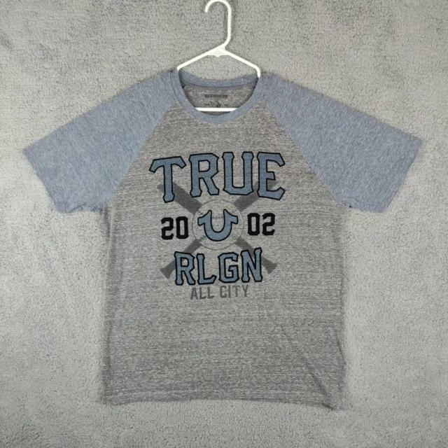 True Religion Raglan Shirt Men's Extra Large  Grey Heather Gray Tee