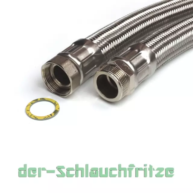 Panzerschlauch Flexschlauch für Trinkwasser DN32 1 1/4"ÜM x 1 1/4"AG, 30cm-2m