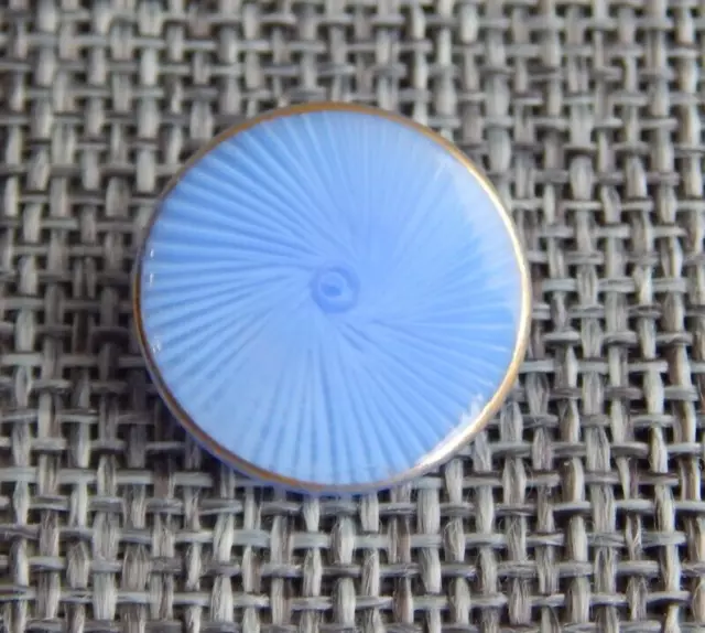 Antique Vtg Blue Glass Dug Button Design Under Glass "Dig"~Aprx: 11/16"~#911-C