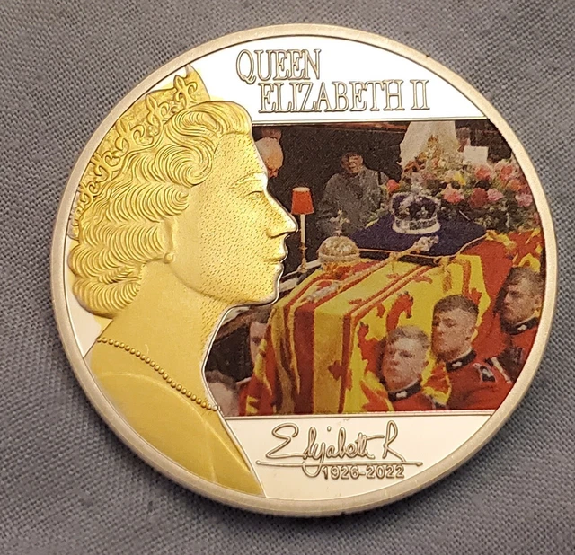 Queen Elizabeth II. Gold Silbermünze signiert Beerdigung tot 1926 2022 König Karl 3 2