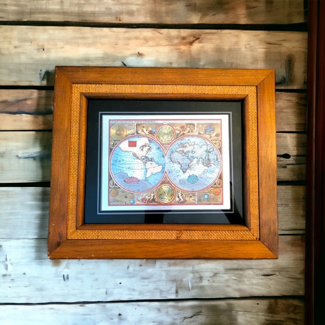 VTG A NEW And Accvrat Map Of The World 1626 Foiled World Map Wood Frame